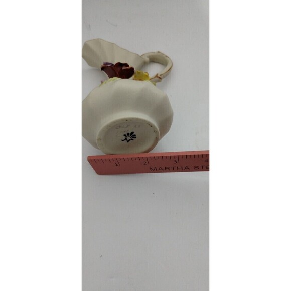 Vintage Capodimonte Porcelain Vase Creamer Pitcher 3D Roses Bisque, "N" Mark - Picture 8 of 8